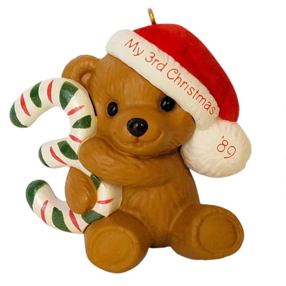 VTG 80s Hallmark Third‎ Christmas Ornament 1989 Teddy Bear Keepsake Child Kid